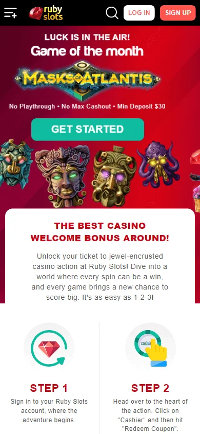 Ruby Slots Casino mobile promotions featuring bonus offers and free spins