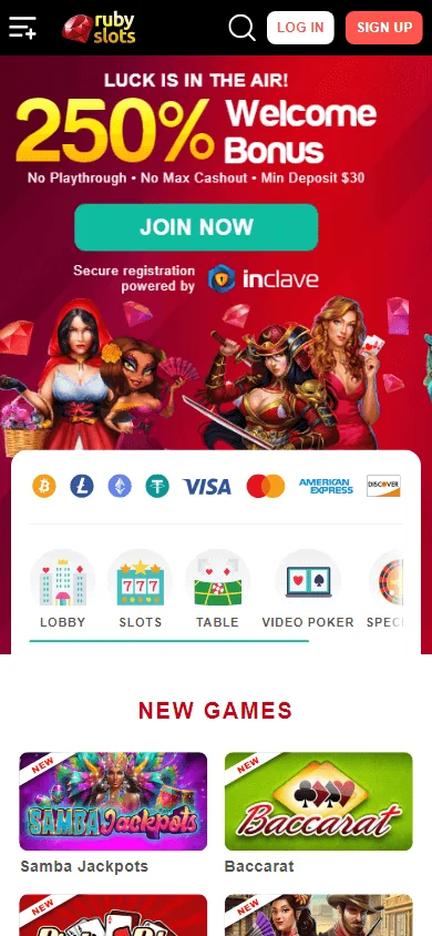 Ruby Slots Casino mobile game selection on a compatible smartphone